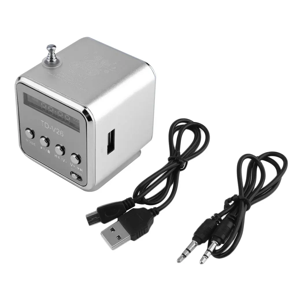 Rádio de emergência portátil com alto-falante estéreo lcd mini orador de rádio fm digital mp3 player suporte micro cartão tf