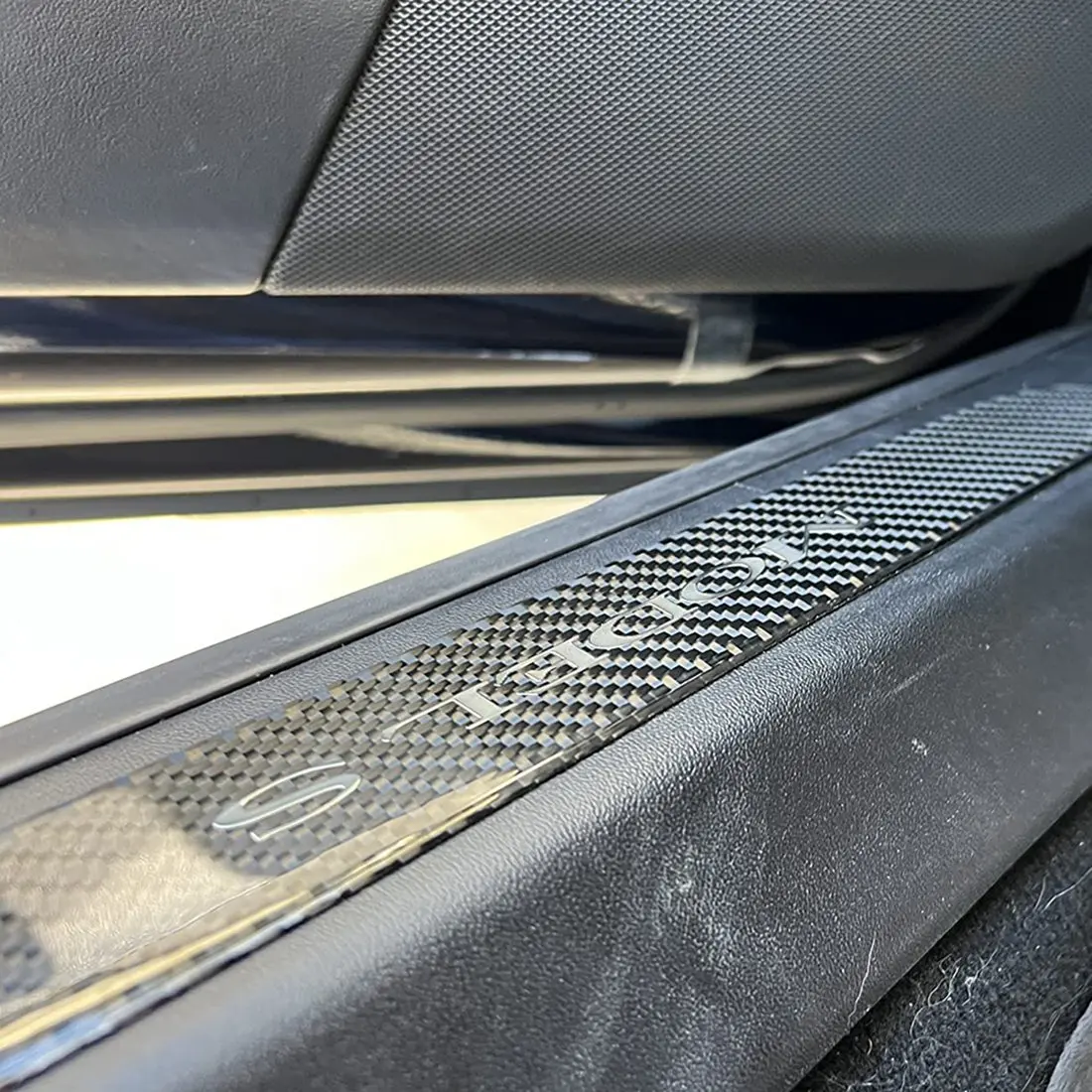 Car Door Sill Proteção Capa, Anti-Scratch Fibra De Carbono Guarnição Adesivos, Acessórios para Tesla Model S