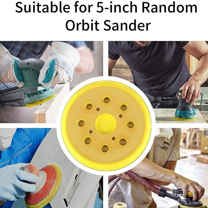 5 Inch 8 Holes Grinder Sandpaper Tray For Disc Grinder Backing Pad Hook And Loop 125mm Pneumatic Polishing Machine