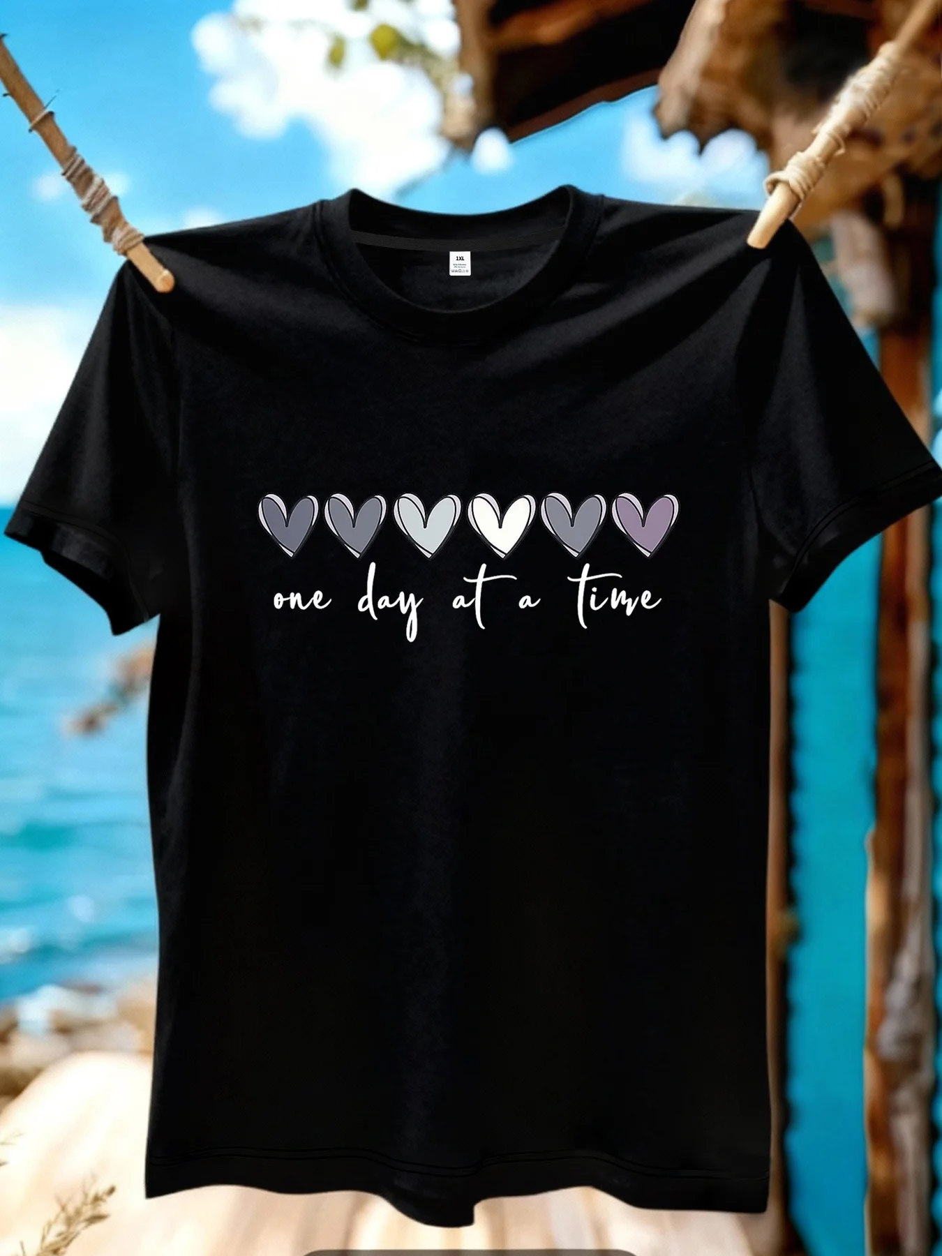 

[YJ01029]Heart Pattern Print Plus Size Women's Crew Neck T-Shirt Summer Casual Short Sleeve Top Fashionable Versatile Clothing