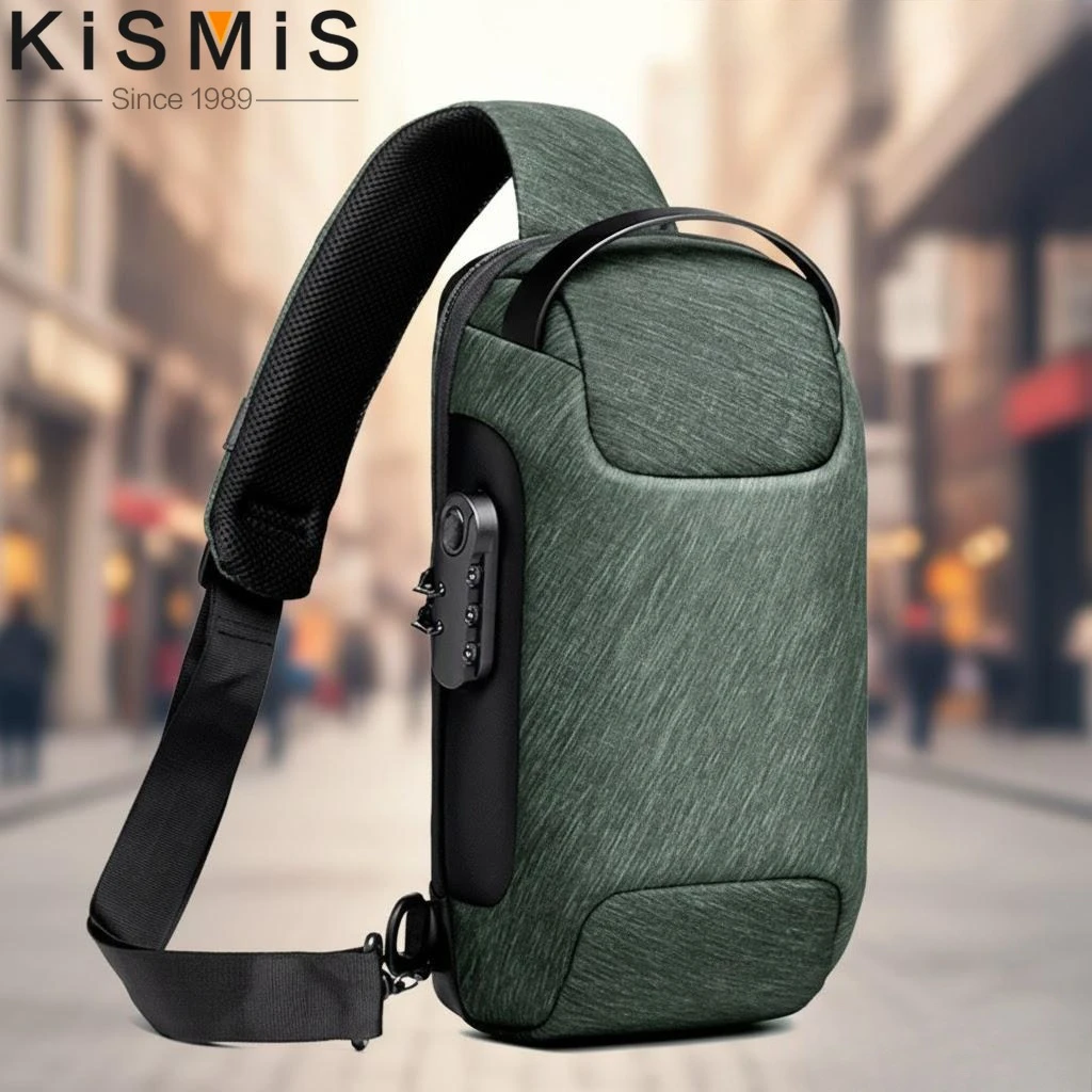 

Мужская сумка-слинг через плечо с USB-портом, водонепроницаемая, модная, для путешествий, с защитой от краж