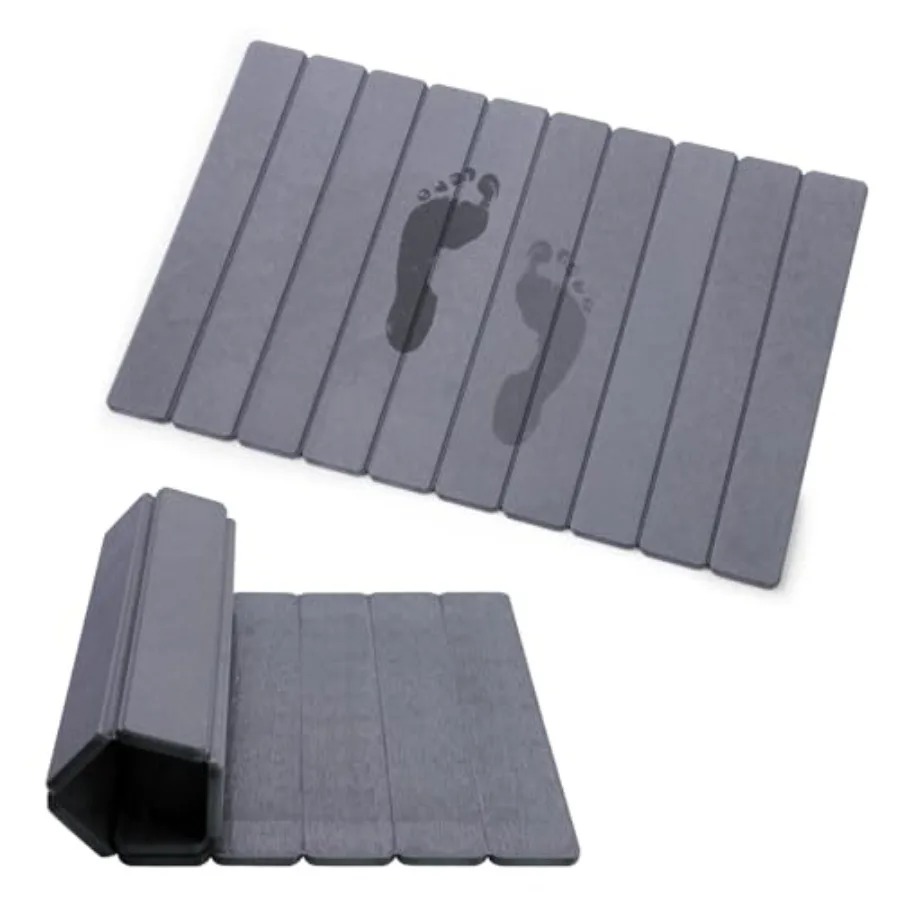 

Foldable Stone Bath Mat, Quick-Drying Diatomite Bath Mat, Fast-Drying Hard Stone Drying Mat for Bathroom Shower Floor, 23.6 x 1