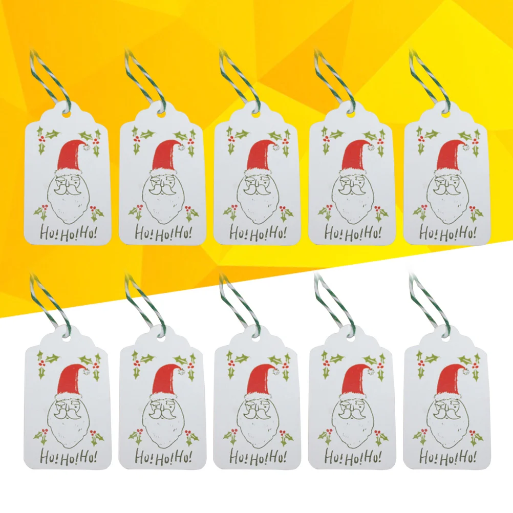 50PCS Christmas Gift Tags Kraft Tags Santa Tags with 10m Cotton Strings for Gift Wrapping and Labeling