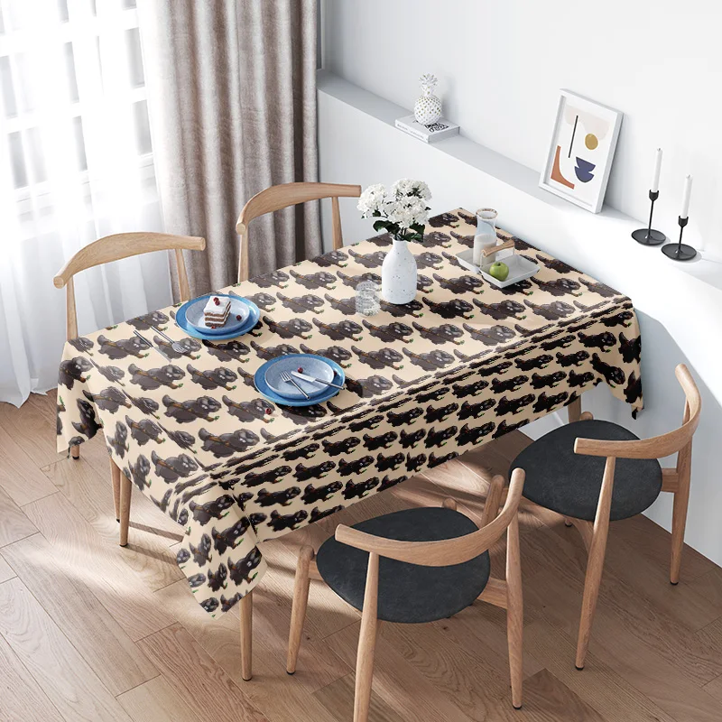 

Modern Simple Style Printing Black White Dog Pattern Tablecloth Rectangular Dining Room Decoration Home Textiles - Size Customiz