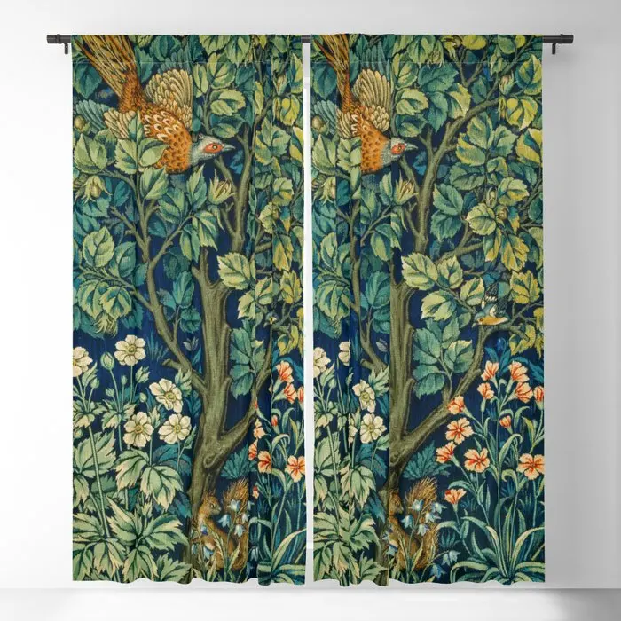 Cock Pheasant By William Morris Blackout Curtains 3D Print Window Curtains For Bedroom Living Room Decor Window Treatments