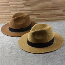 Extra Large Panama Straw Hat Summer Wide Brim UV Protection Adjustable Beach Sun Hat for Women Men Travel