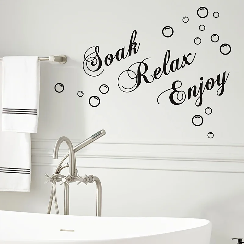 1pc Creative Wall Sticker,Soak Relax Enjoy,Self-Adhesive Wall Stickers,Bathroom Toilet Home Decoration Wall Stickers