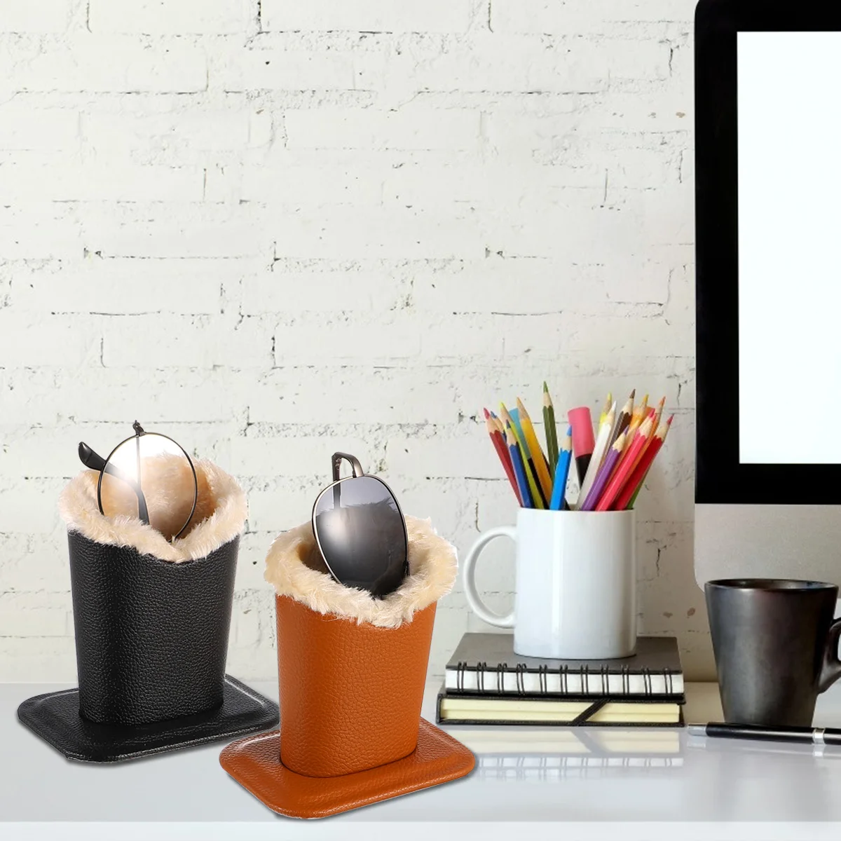 

2pcs Stripe Glasses Display Stand Eyeglass Holder Sunglasses Frame Myopia Stand Lining Portable Desktop