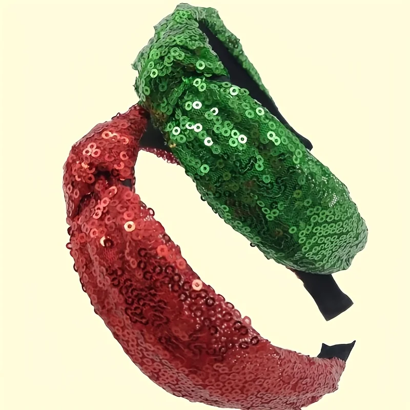 

A Women's Hairband with A Knot Design At The Top, Shiny Headband, Suitable for Parties, Banquets, and Evening Events.