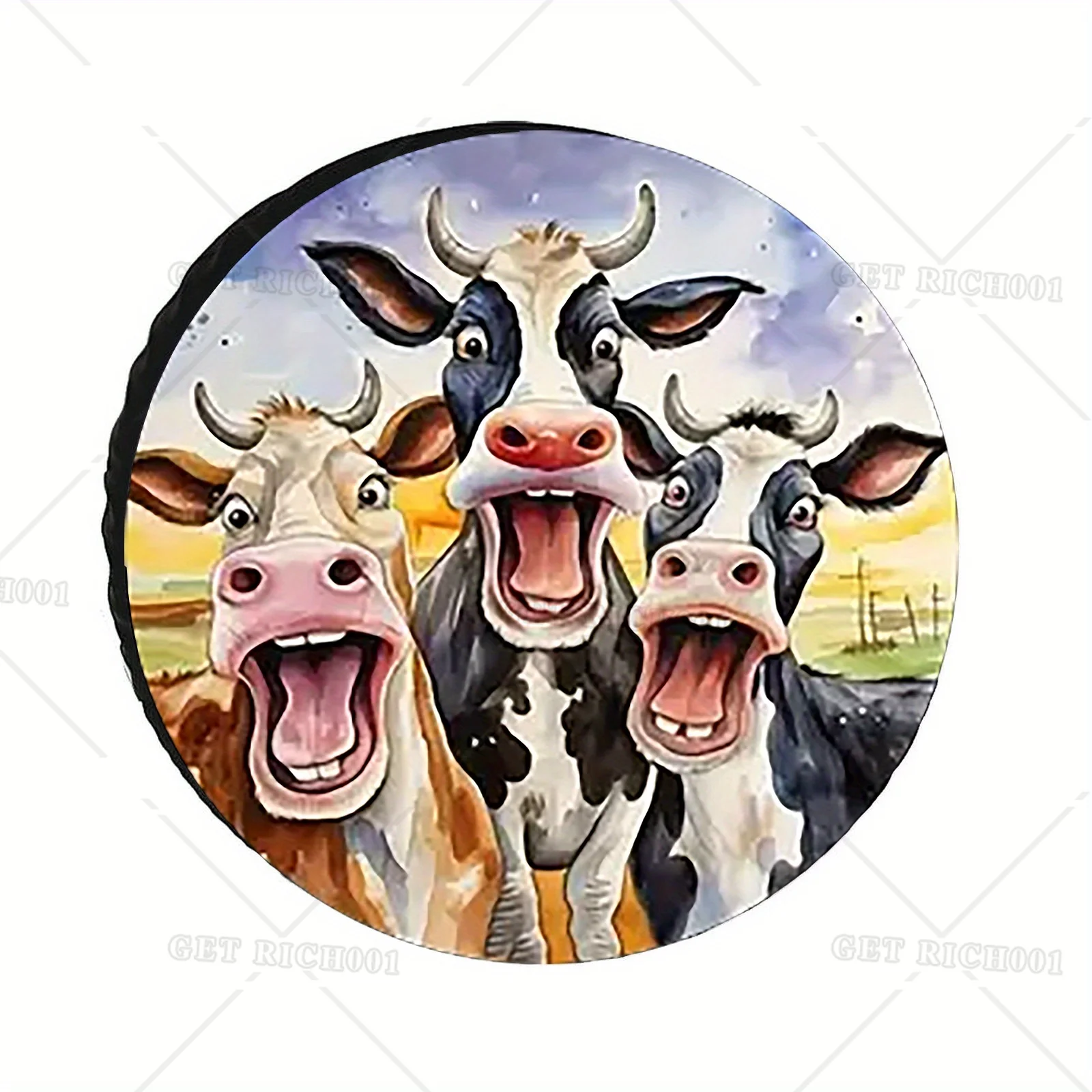 

Чехол для шин с тремя коровьями, прочный полиэстер, идеально подходит для туристических прицепов, кемперов, добавляет прикосновение веселья. Чехол для покрышки для кемпера.