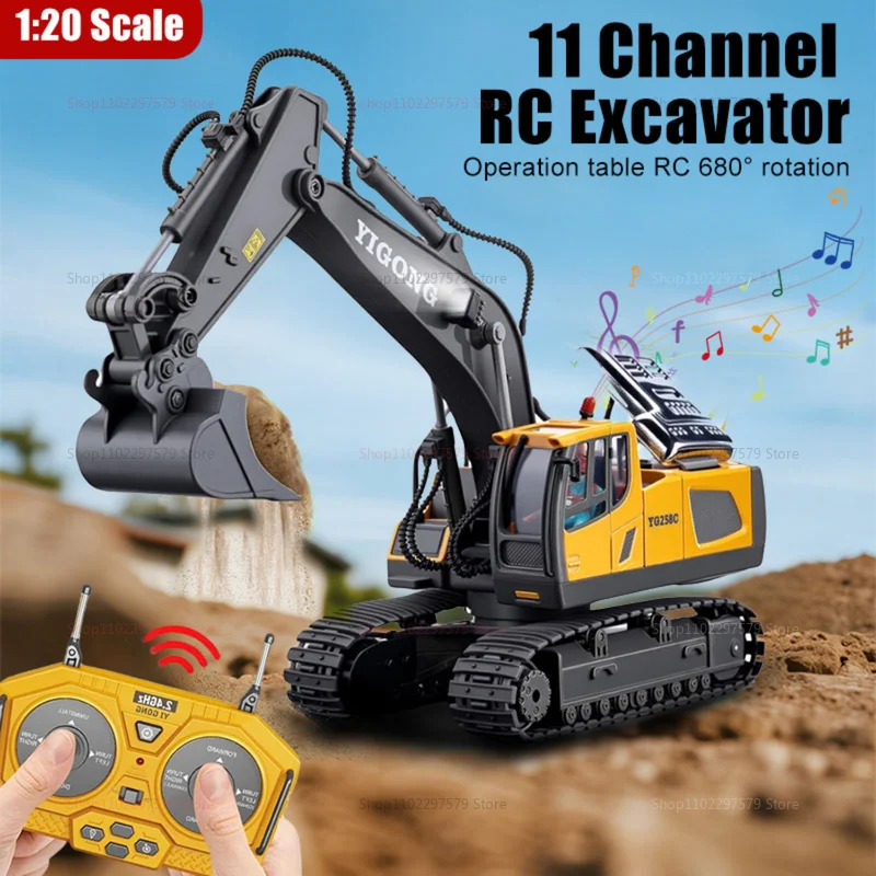 

Kids RC Car Toys 2.4G Radio 4WD Remote Control Excavator Dump Truck Bulldozer Electric Construction Vehicle Model Gift for Kid