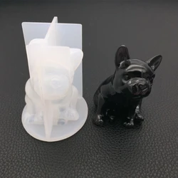 Diy 3d francês bulldog silicone molde artesanal artesanato decoração do carro cristal resina cola epoxy molde decoração para casa ornamentos ferramentas de fundição