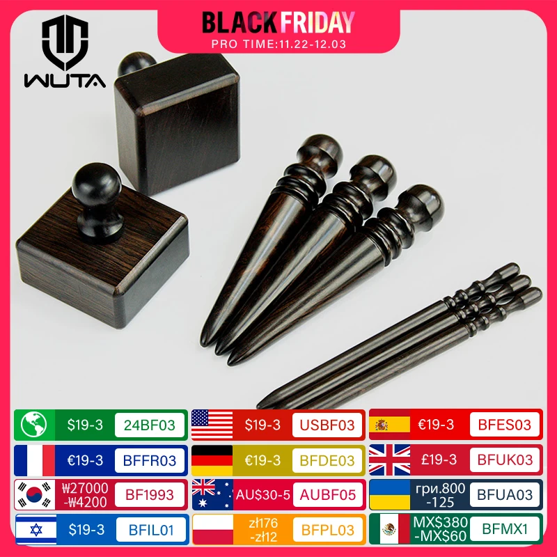 WUTA High Density Ebony Black Wood Leather Edge Burnisher Slicker Leather Craft Tool Polished Grinding Tool-3 Type Available