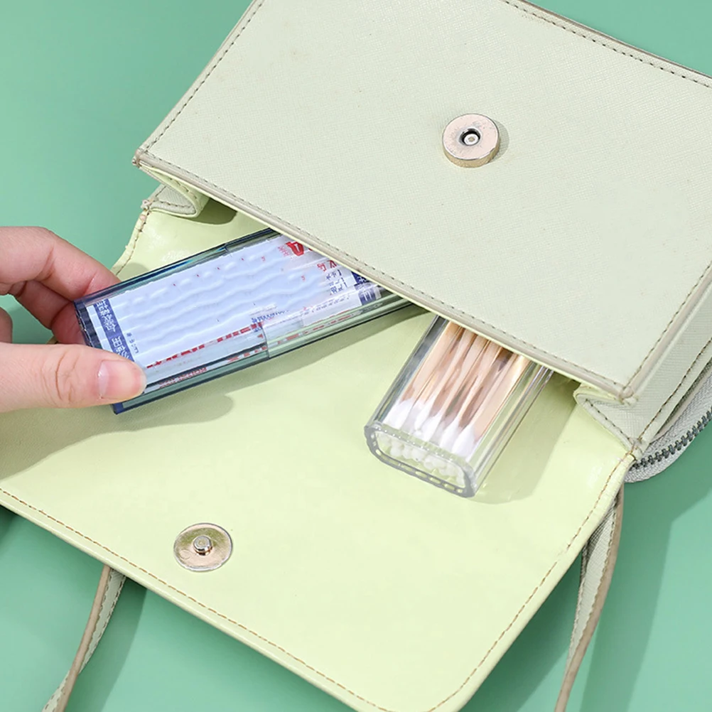 

6Pcs Portable Cotton Swab Storage Box Clear Plastic Organizer Small Travel Toothpick Container Mini Sundries Holder for Bedroom