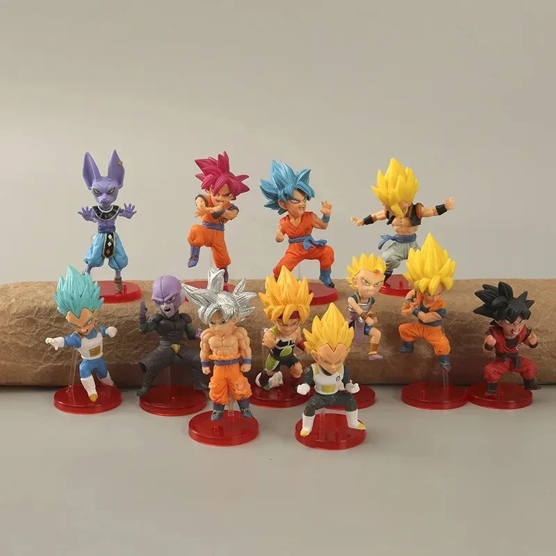 12 Stück/Set 8cm Anime Dragon Ball Mini-Figuren Goku Vegeta Buu Beerus Figurine PVC Sammlung Desktop Actionfiguren Spielzeug Geschenke