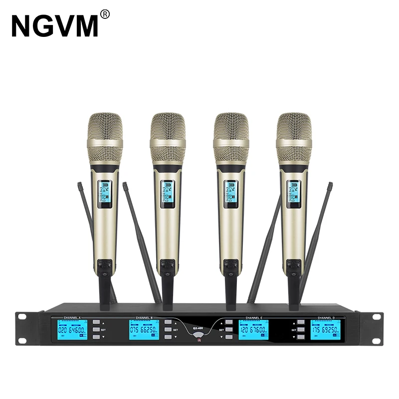 

200 Frequency Conversion Suitable for Church Stage Performances 4 Channel Metal Wireless Handheld/Lavalier microphone