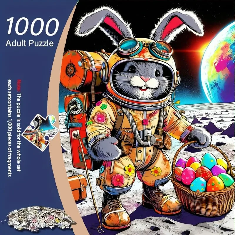 

1000pcs Cute Rabbit Astronaut Puzzle - Challenging Cardboard Jigsaw Suitable for s & Families, Stress-Relieving DIY Building,