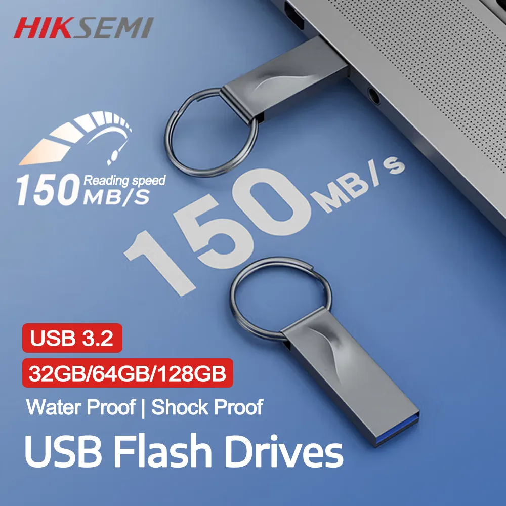 

HIKSEMI USB Flash Drives mini usb 3.2 flash metal pen key disk logo pendrive stick flash memory card 32GB/64GB/128GB