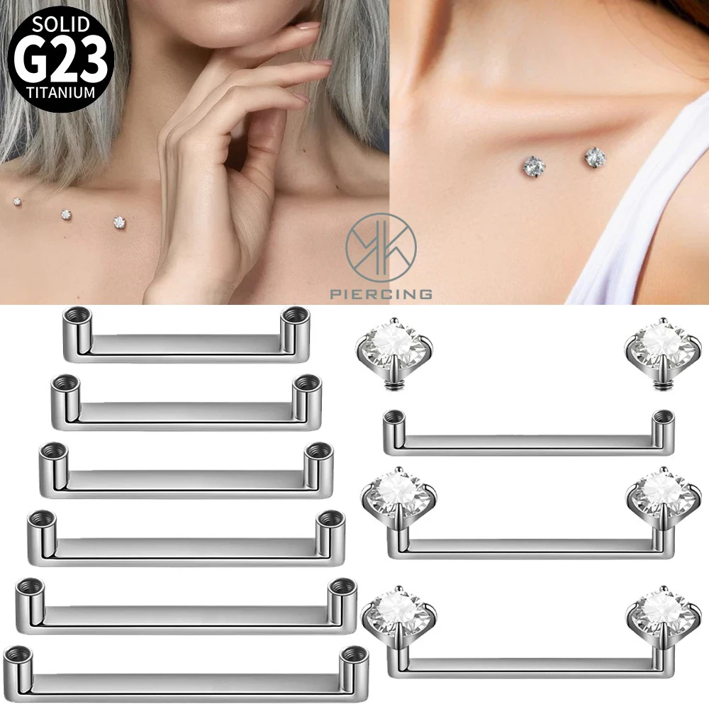 G23 Titanium Dermal Anchor Barbell Micro Dermal Anchor Bar Surface Piercings Internal Thread Skin Diver Jewelry Accessories 14G