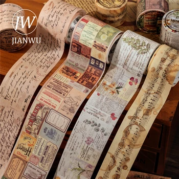 JIANWU 200 cm Serie Tempo Passa Testo inglese vintage Farfalla Etichetta Materiale Collage Washi Tape Creativo Diario fai da te Cancelleria