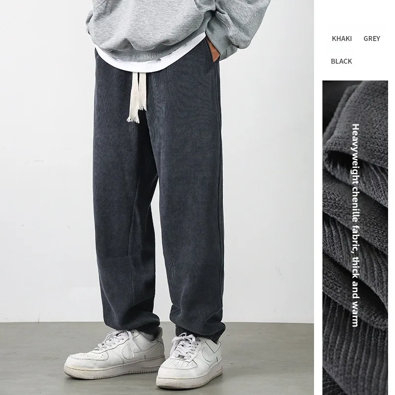 

Мужские повседневные брюки из плотного вельвета American Sle: теплые, свободные, зауженные спортивные штаны для осени и зимы, модные