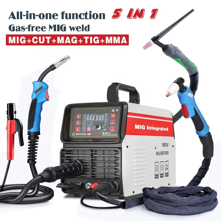 5 IN 1 Multifunctional all-in-one machine MIG TIG Plasma CUT free gas mig MMA inverter outdoor welding machine welder equipment