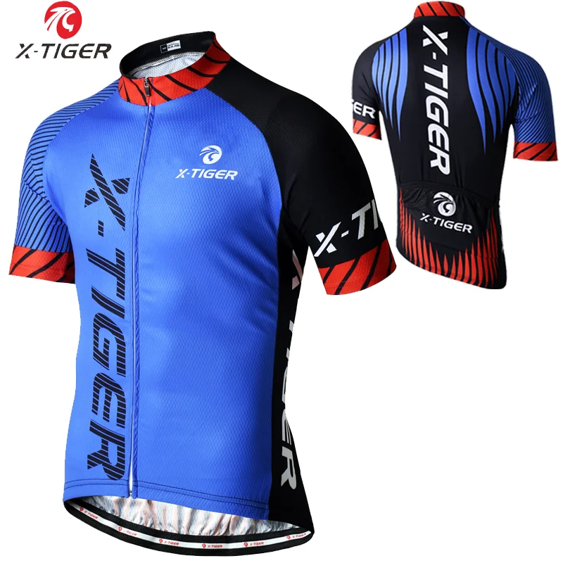 X-TIGER Cycling Jersey Men Mountain Bike Clothing Quick-Dry Racing MTB Bicycle Clothes SPF 40+ Breathale Cycling Clothing Wear