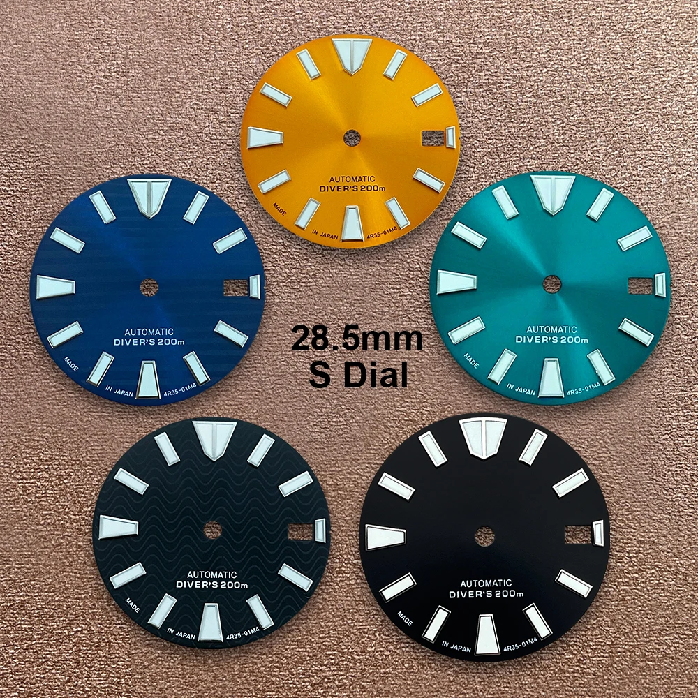 

28.5mm S Logo Stripe Dial Suitable For NH35/NH36/7S/4R Movement C3 Strong Green Luminous Watch Modification Accessories