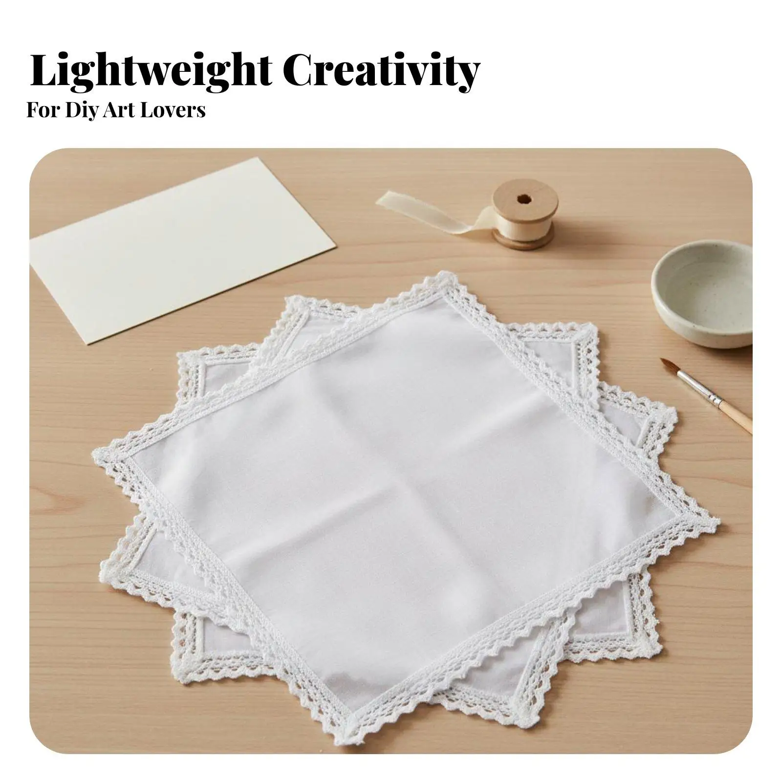 Cotton Hanky Soft White Lace Handkerchief Lightweight for Parties, Brides, Women
