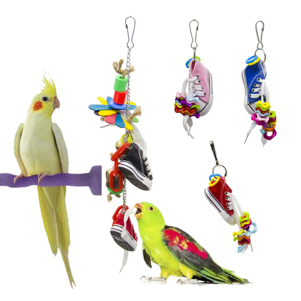 Parrot Claw Toy Bird Toy Mini Canvas Shoe Acrylic Wave Canvas Shoe Claw Foot Grab Hand Pet Bird Decoration Outdoor Decoration