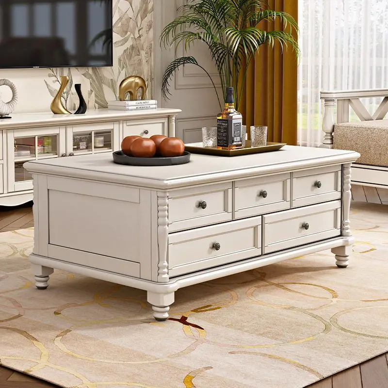 room coffee table TV cabinet combination small apartment style white kung fu tea table combination ten coffee table