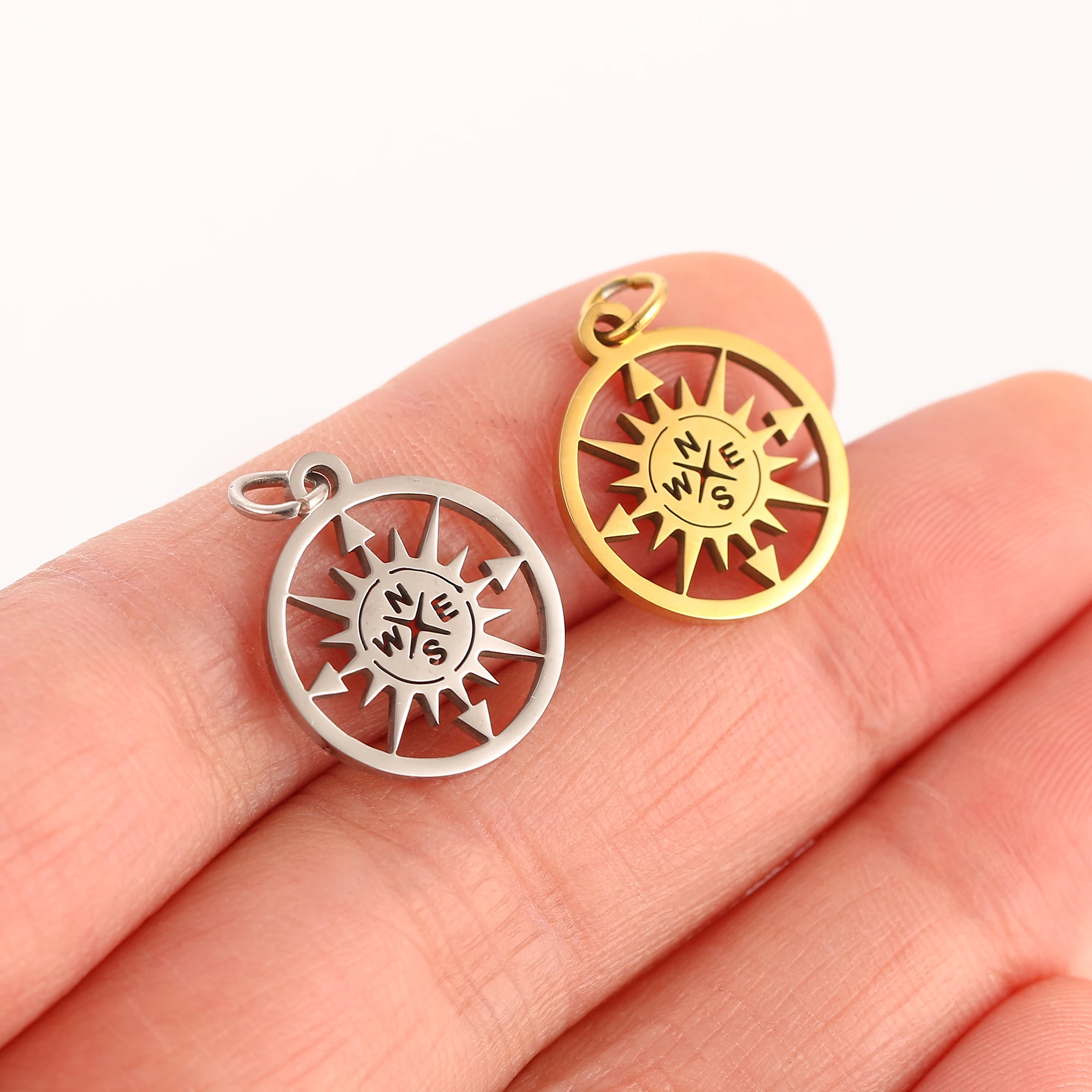 5pcs nautischer Kompass Charms Edelstahl Hawaii Sea Charm Anhänger DIY hand gefertigten Schmuck für Ohrringe Armband Halskette machen – Detail 10