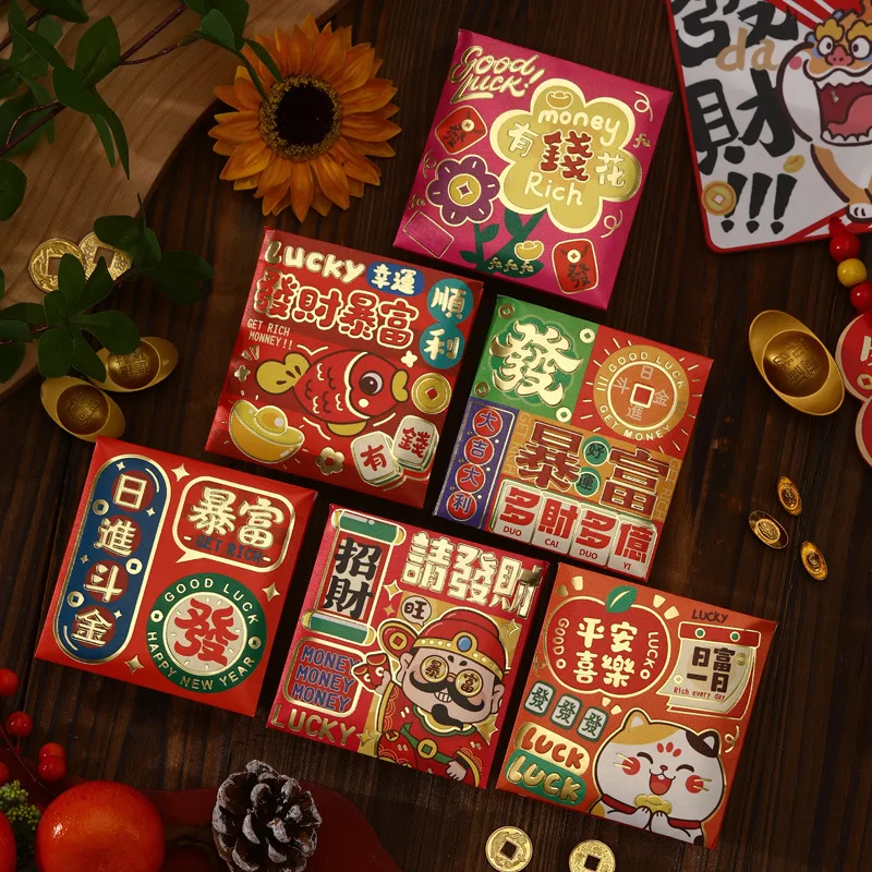 48PCS Spring Festival Small Red Envelopes Lucky Money Blessing Pocket Money Envelope  Chinese New Year Gifts for Snake Year