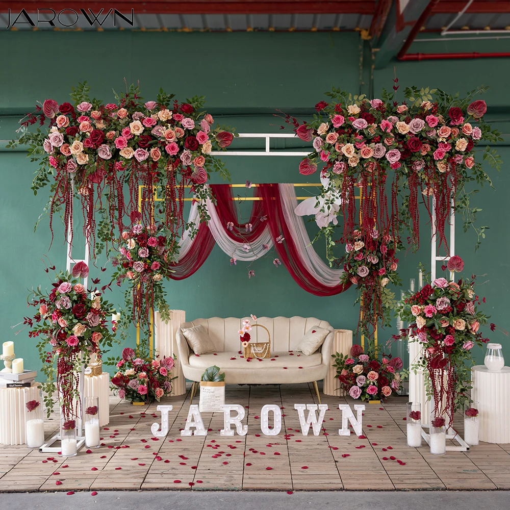 

Wedding Backdrop Decorations Burgundy Pink Series Artificial Flower Hanging Arrangement for Event Decors Party Props J2706