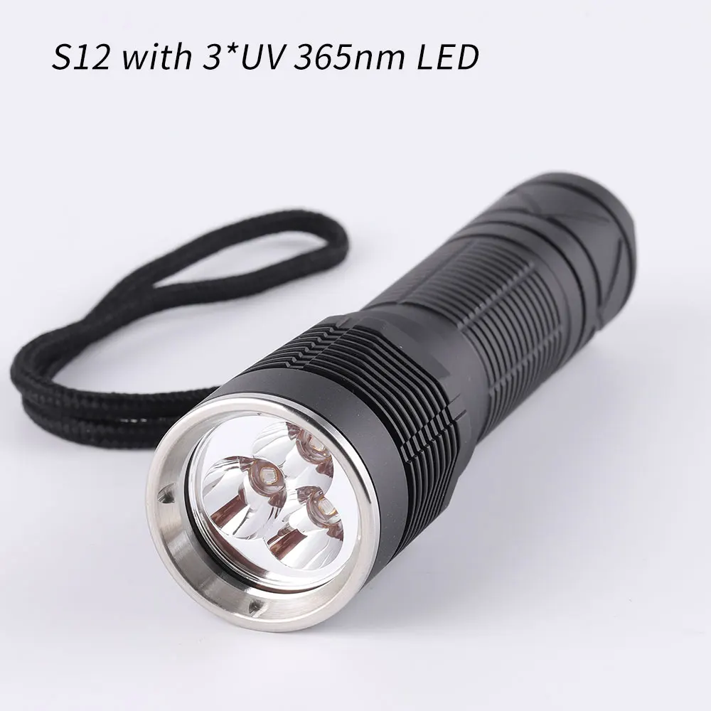 Convoy S12 with 3*UV 365nm LED,UVA 21700 Ultraviolet flashlight,torch,no filter