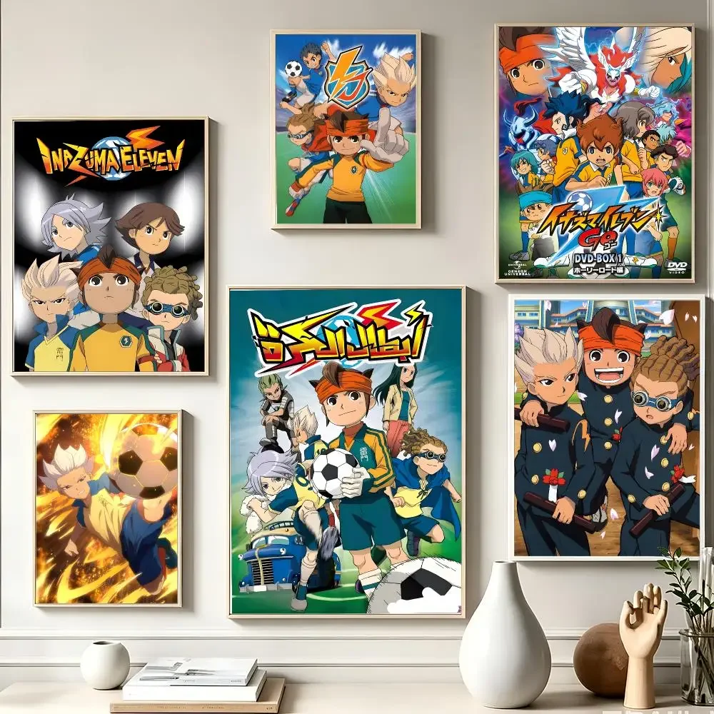 Inazuma Eleven IE Endou Mamoru Soccer RPG Level-5 Retro Anime Painting Poster Mid-Century Moisture-Proof Textured Replica Canvas