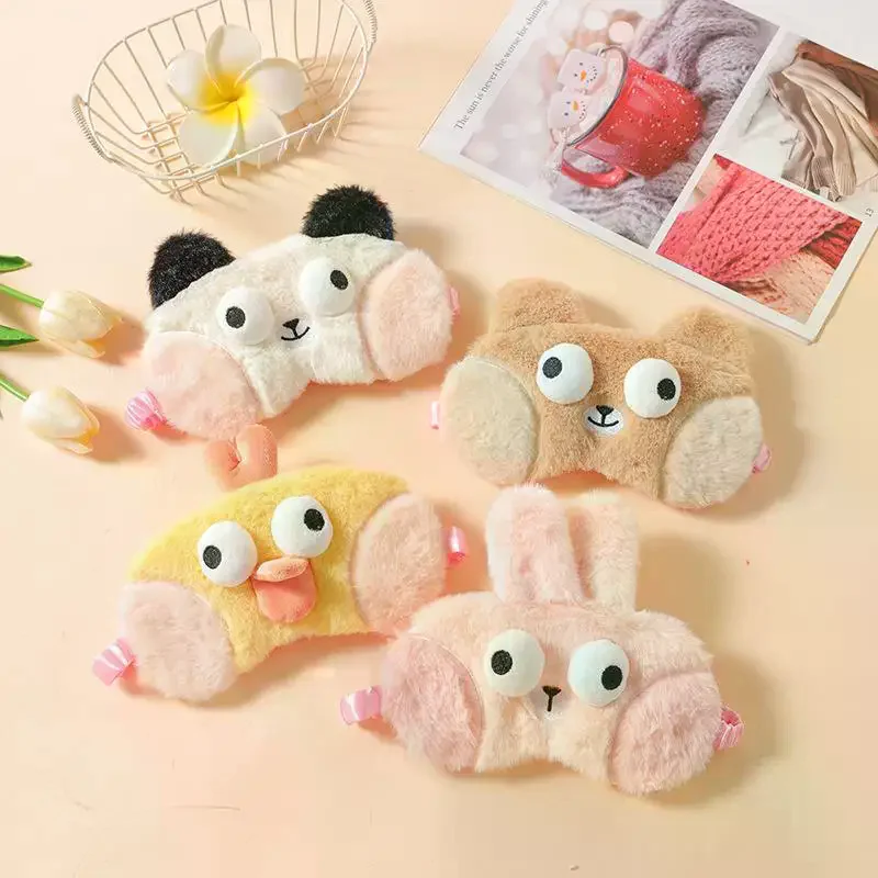 Cute Cartoon Plush Sleep Eye Mask Light Blocking Sleeping Eye Cover Protective Eye Mask Comfortable Soft