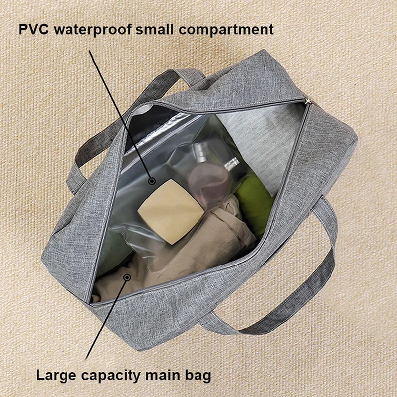 Double-Layer Waterproof Travel Bag for Gym & Swimming -Portable Handheld Dry/Wet Separation Cosmetic Toiletry Storage Unisex Bag