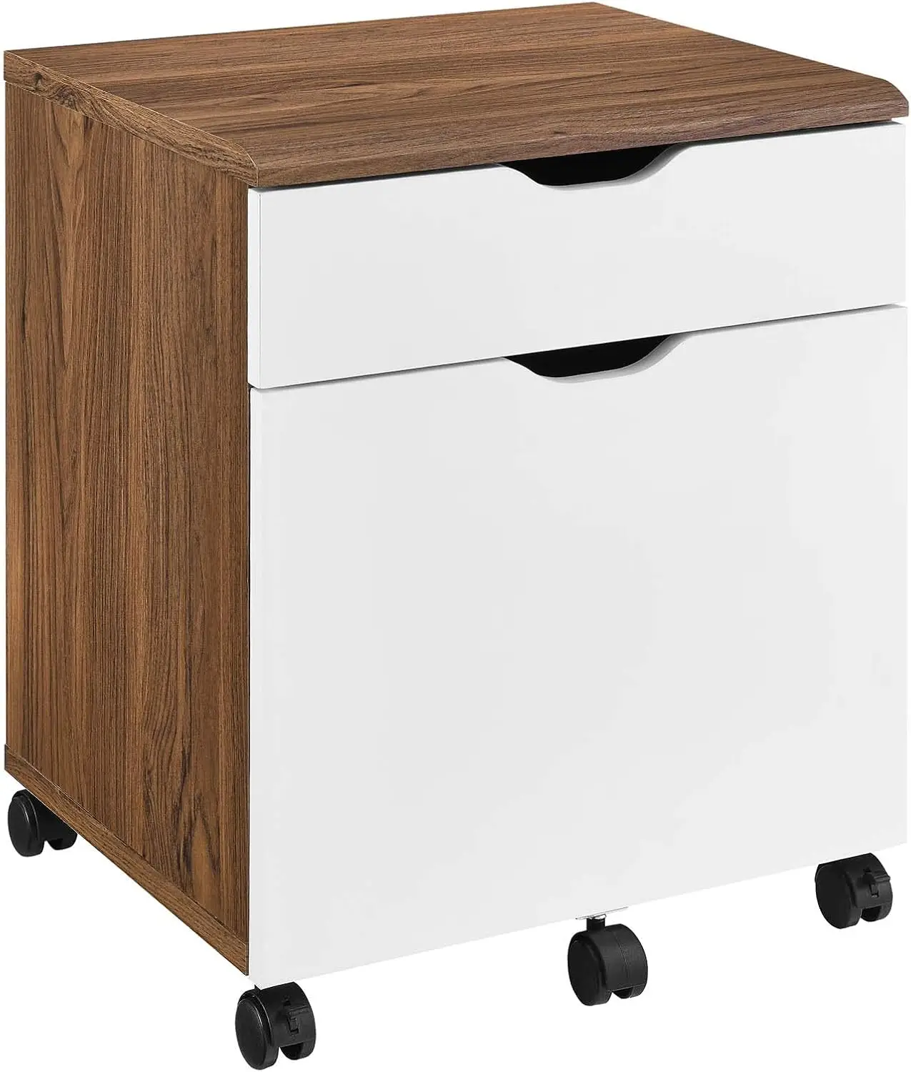 Envision Modern Wood & Plastic File Cabinet In White/Walnut