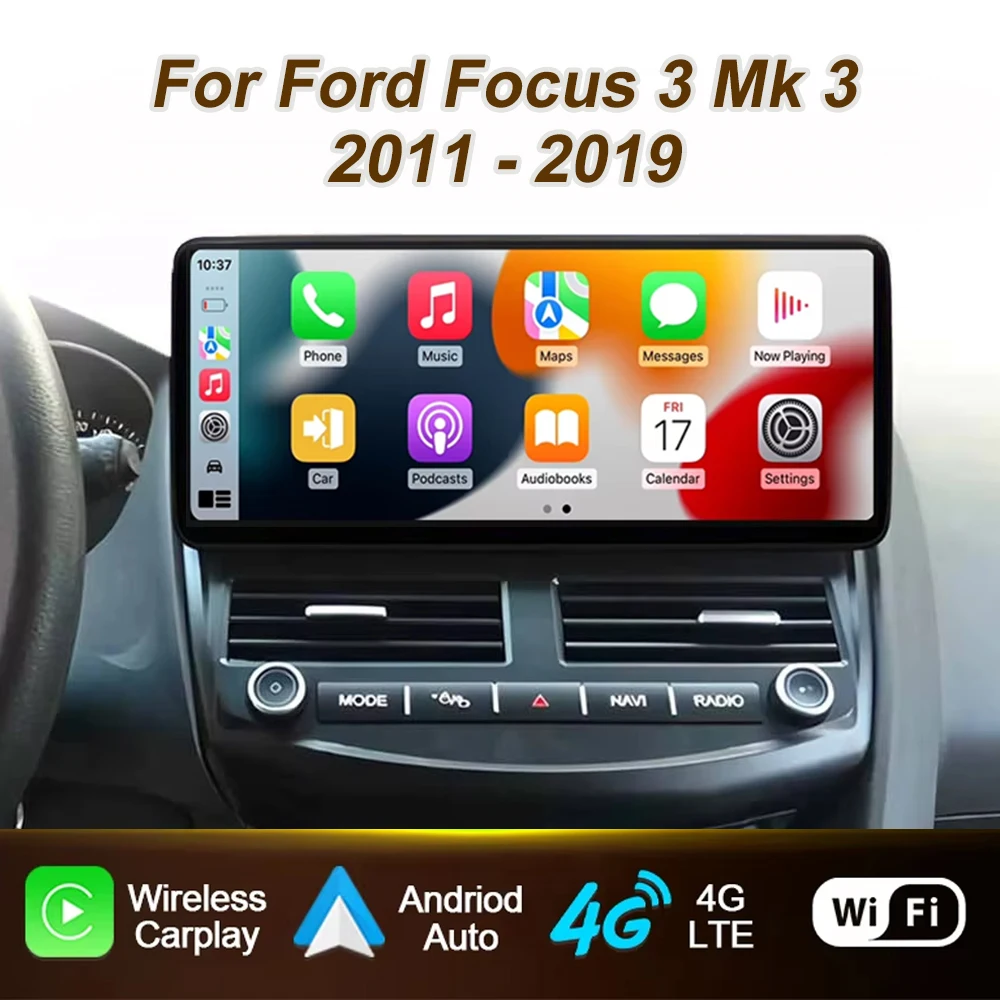 12.3 Inch Android For Ford Focus 3 Mk 3 2011 - 2019 Car Radio Multimedia Video Player Wireless Carplay Auto 4G Wifi Touch Screen