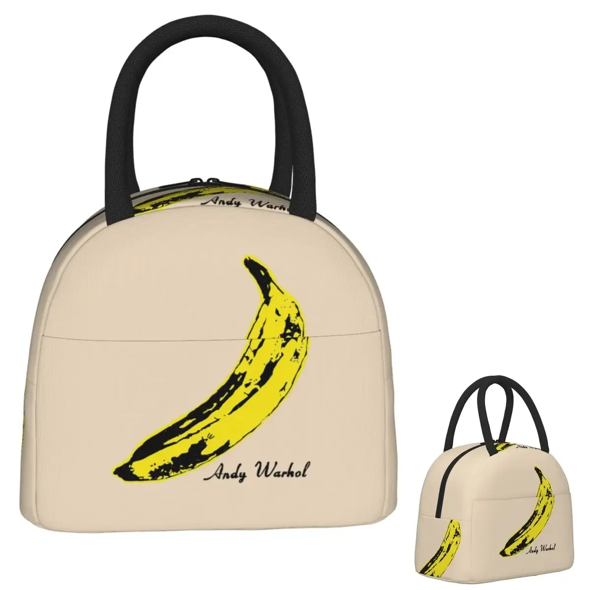 Andy Warhol Sunset Cat Cattle Banana Insulated Lunch Bag for Women Kids Leakproof Food Boxes Thermal Lunch Box Tote