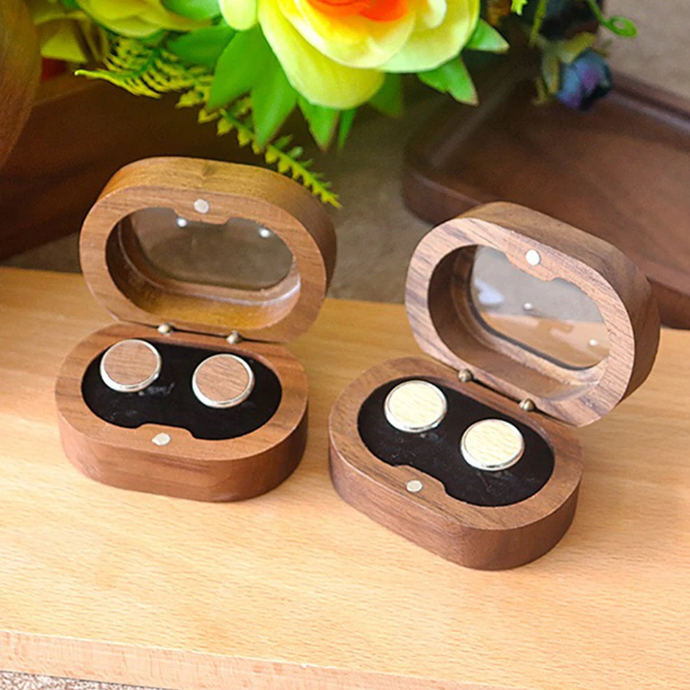 

Dustproof Storage French Style Button Display Box Oval Man Cufflink Wooden Box Suit Dinner Party Accessories Gift Packaging Box