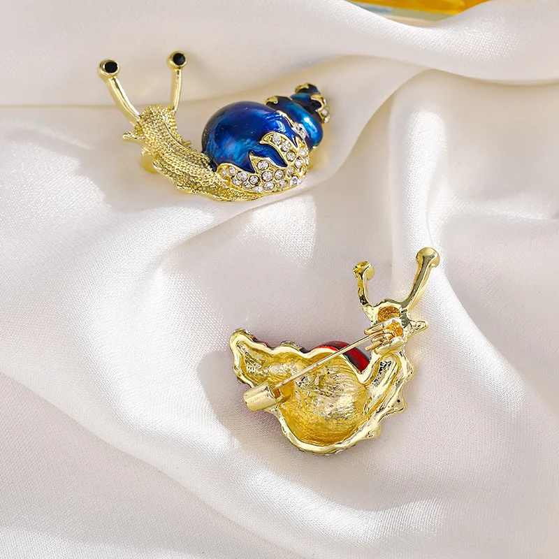 Oil Dripping Diamond Snail Brooch Personalized Fashion Women\'s Suit Jacket Animal Pin Decoration Festival Girl Brooch Gift
