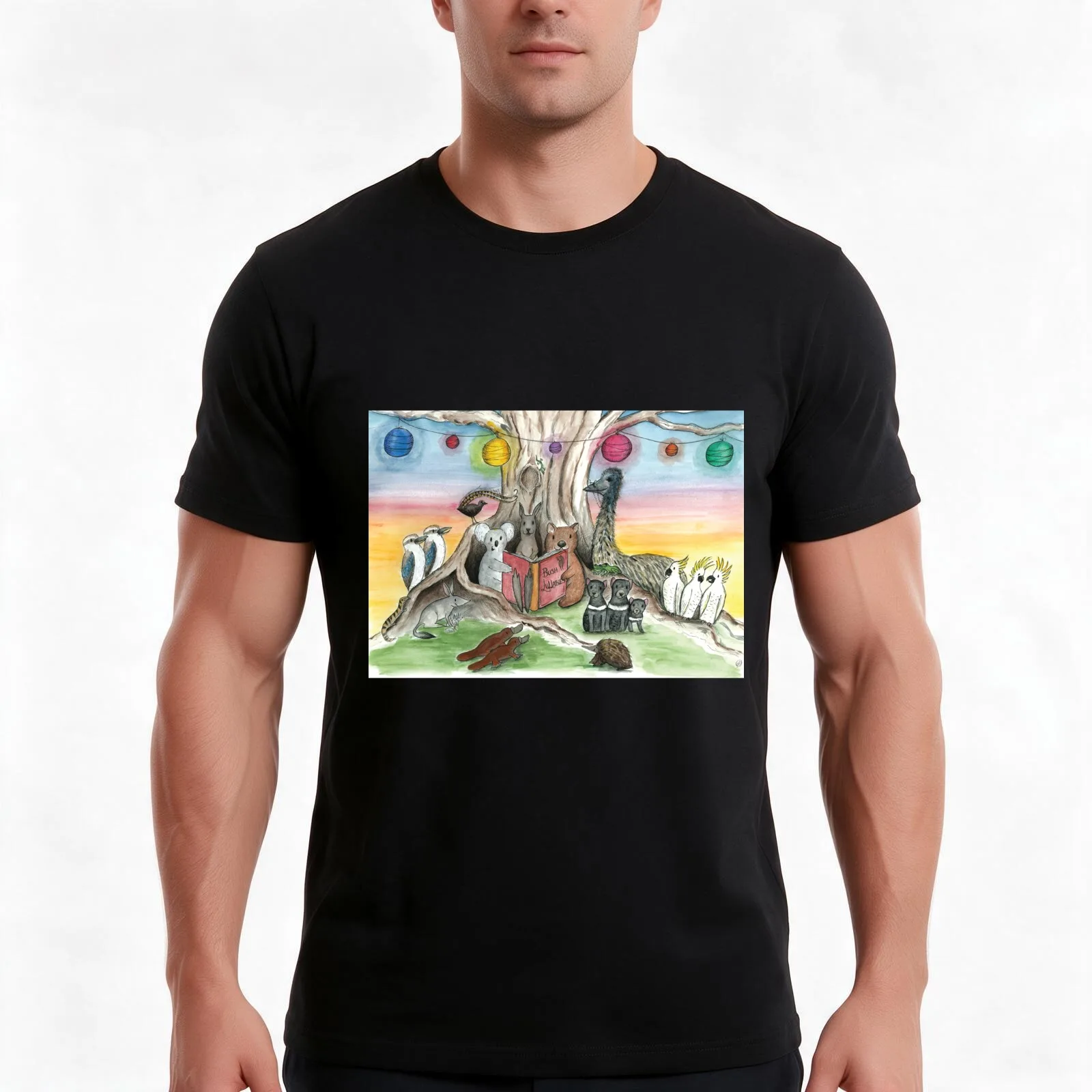 Bush Lullabies With Australian Native Animals T-Shirt, Summer Casual Cotton Tee, Oversized Streetwear Tops, Unisex Men Women