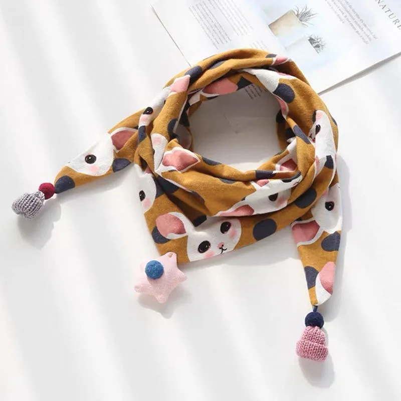 Bufanda triangular gruesa para niños, babero de algodón, versión coreana, Otoño e Invierno