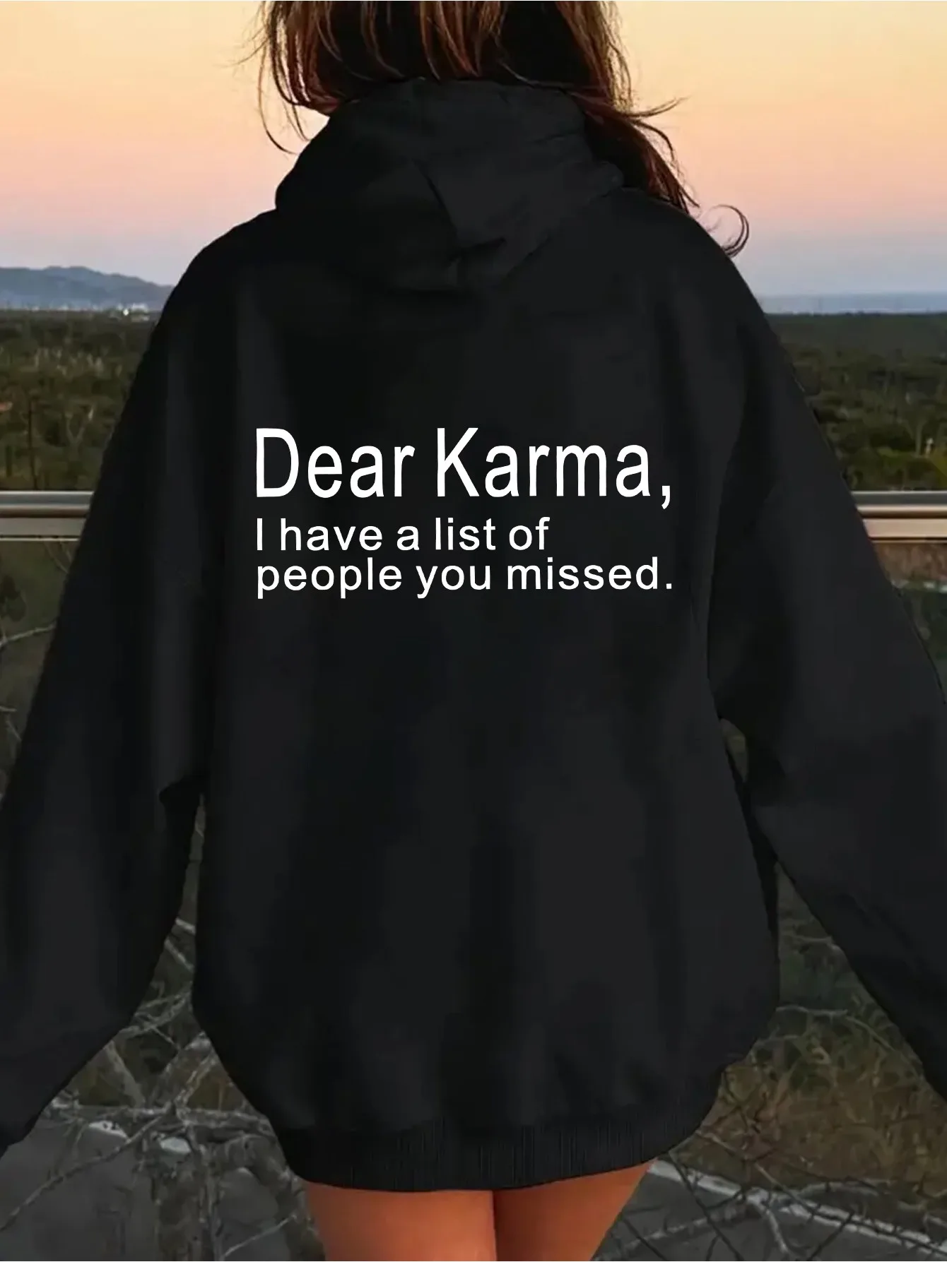 

Женская толстовка с принтом DEAR for KARMA — пуловер с капюшоном с забавными цитатами, свитер с круглым вырезом и длинными рукавами, повседневный