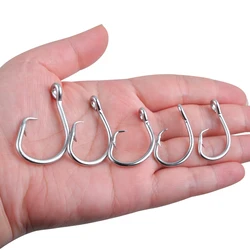 200Pcs Tuna Circle Fishing Hooks 2X Strong Stainless Steel Big Game Saltwater Fishing Hooks for Catfish Bass Tuna 8/0-15/0
