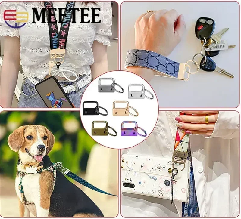 Meetee 10 pçs 20/25/32mm webbing metal cauda clipe fivela cinto cinta final clipes fecho carteira chaveiro o anel fivelas rolha gancho