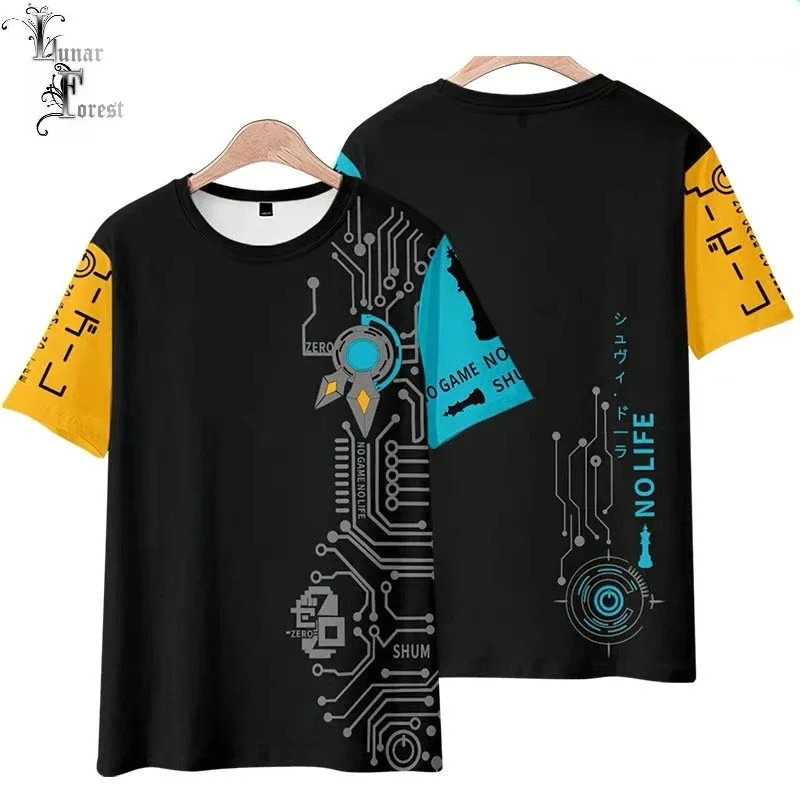 

Nenhum jogo sem vida 3d impressão camiseta verão moda em torno do pescoço manga curta popular anime japonês streetwear 2024