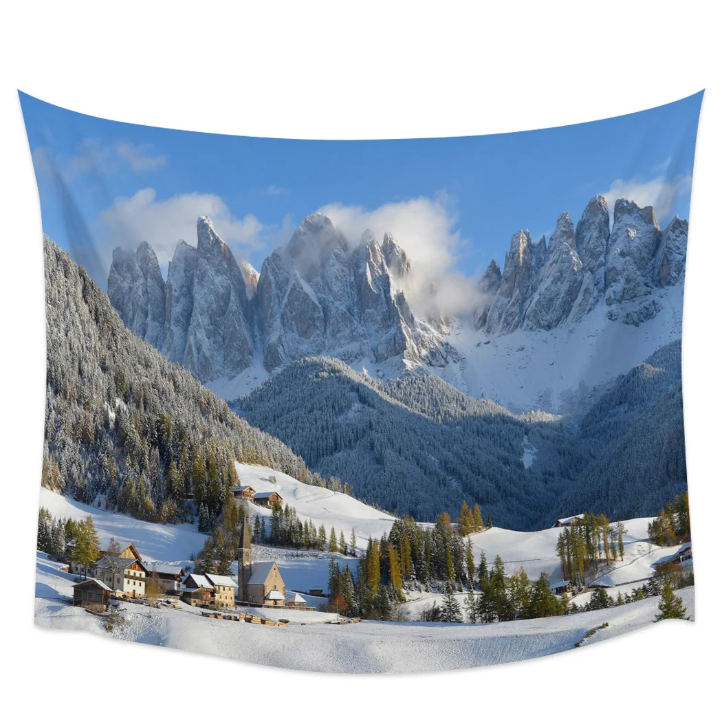 

Natural landscape Alps in spring Fresh grass and mountains Home living room Bedroom decoration Wall hanging tapestry